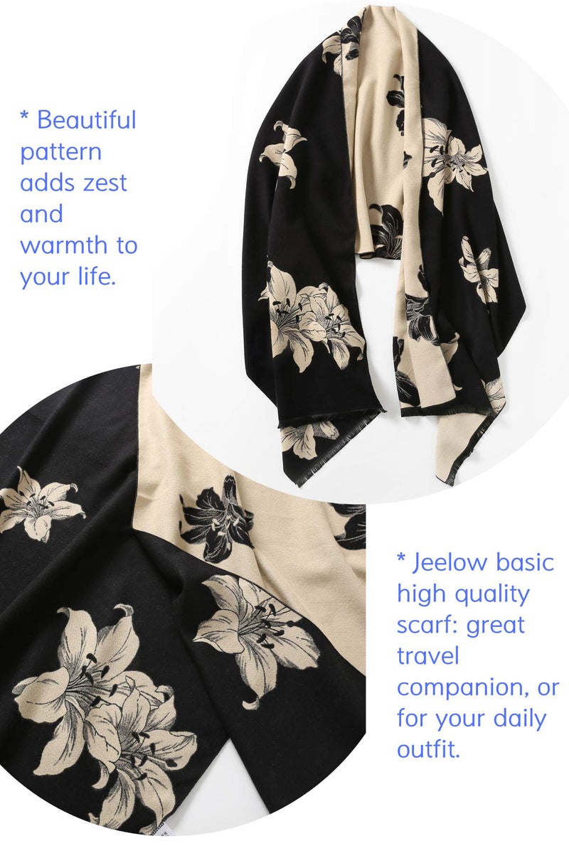 Jeelow Winter Pashmina Blanket Scarfs Shawls Wraps Open Front Poncho Cape For Women Wedding Evening Dresses (Lily) - Image 4